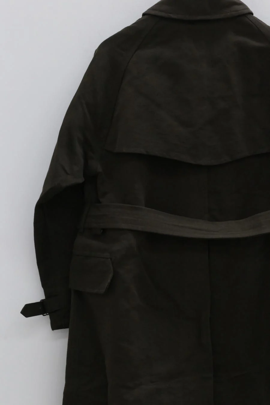 KLASICA Double-breasted belted linen jacket Cotton Craftsman Handmade KLC-22C-59TRC-JUNLV Army Green - Image 8