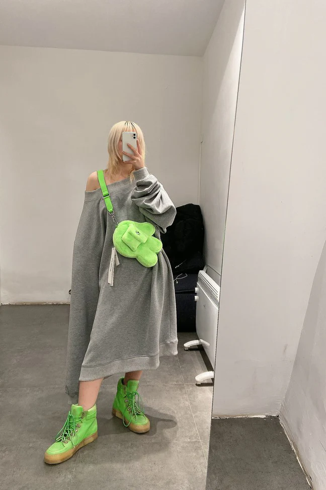 LAERKE ANDERSEN (Reflective Loose Sweatshirt) 170006 Big Sweat grey - Image 6