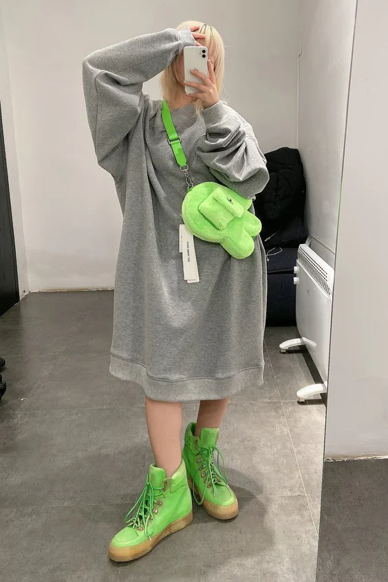 LAERKE ANDERSEN (Reflective Loose Sweatshirt) 170006 Big Sweat grey - Image 7