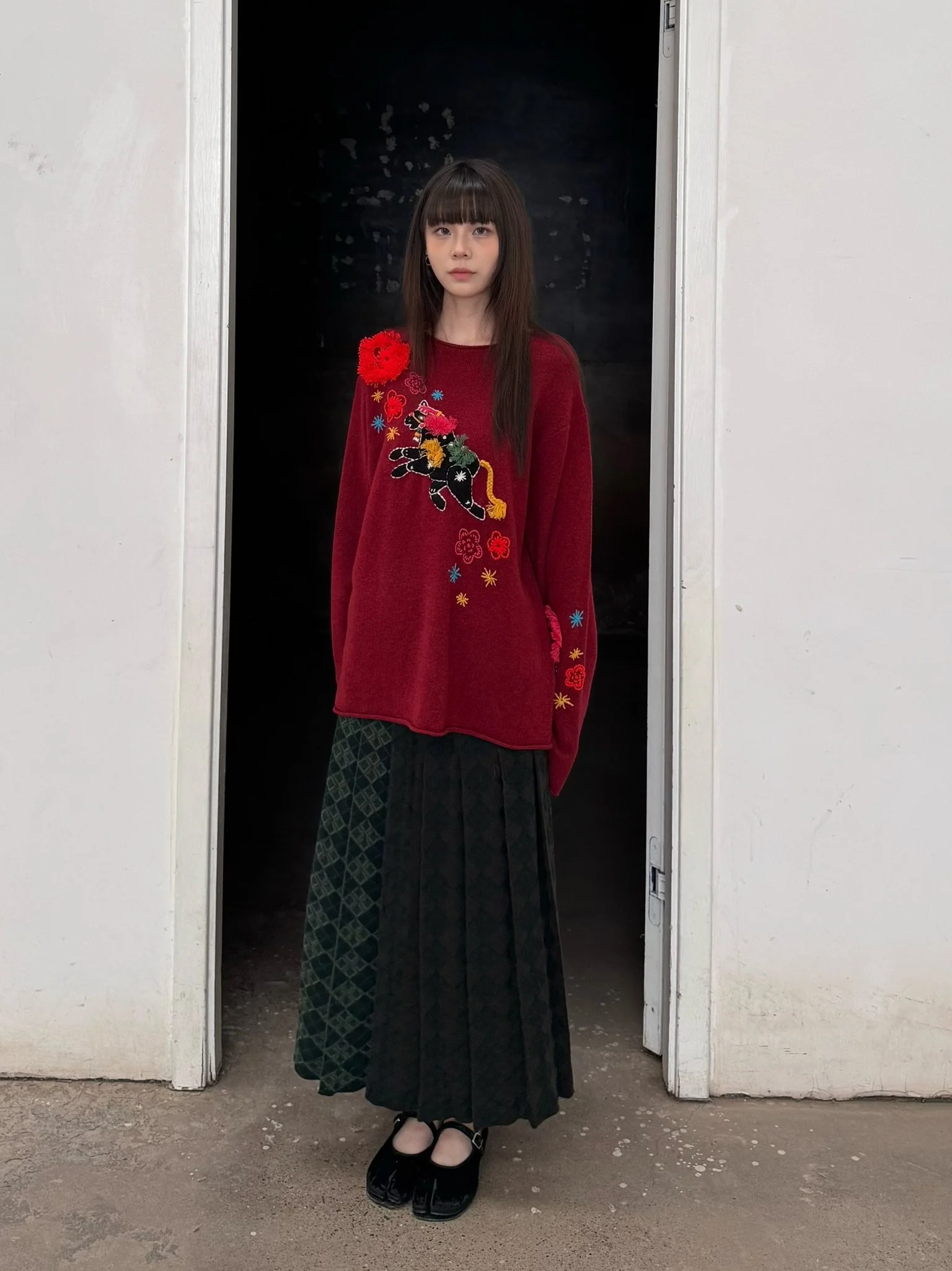 YANYAN KNITS COMMONPLACE Rolled Neck Pullover - Limited Edition for the Year of the Horse - YYK-YYW26-0961CP-HONG (Red) - Image 5