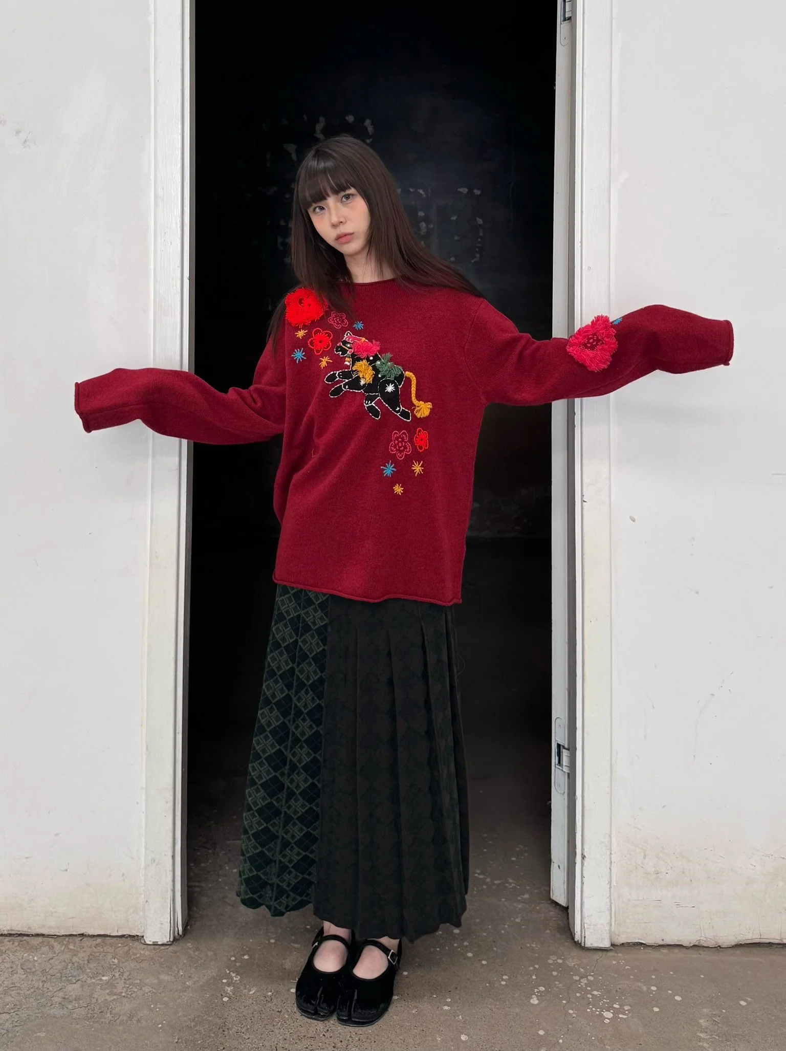 YANYAN KNITS COMMONPLACE Rolled Neck Pullover - Limited Edition for the Year of the Horse - YYK-YYW26-0961CP-HONG (Red) - Image 7