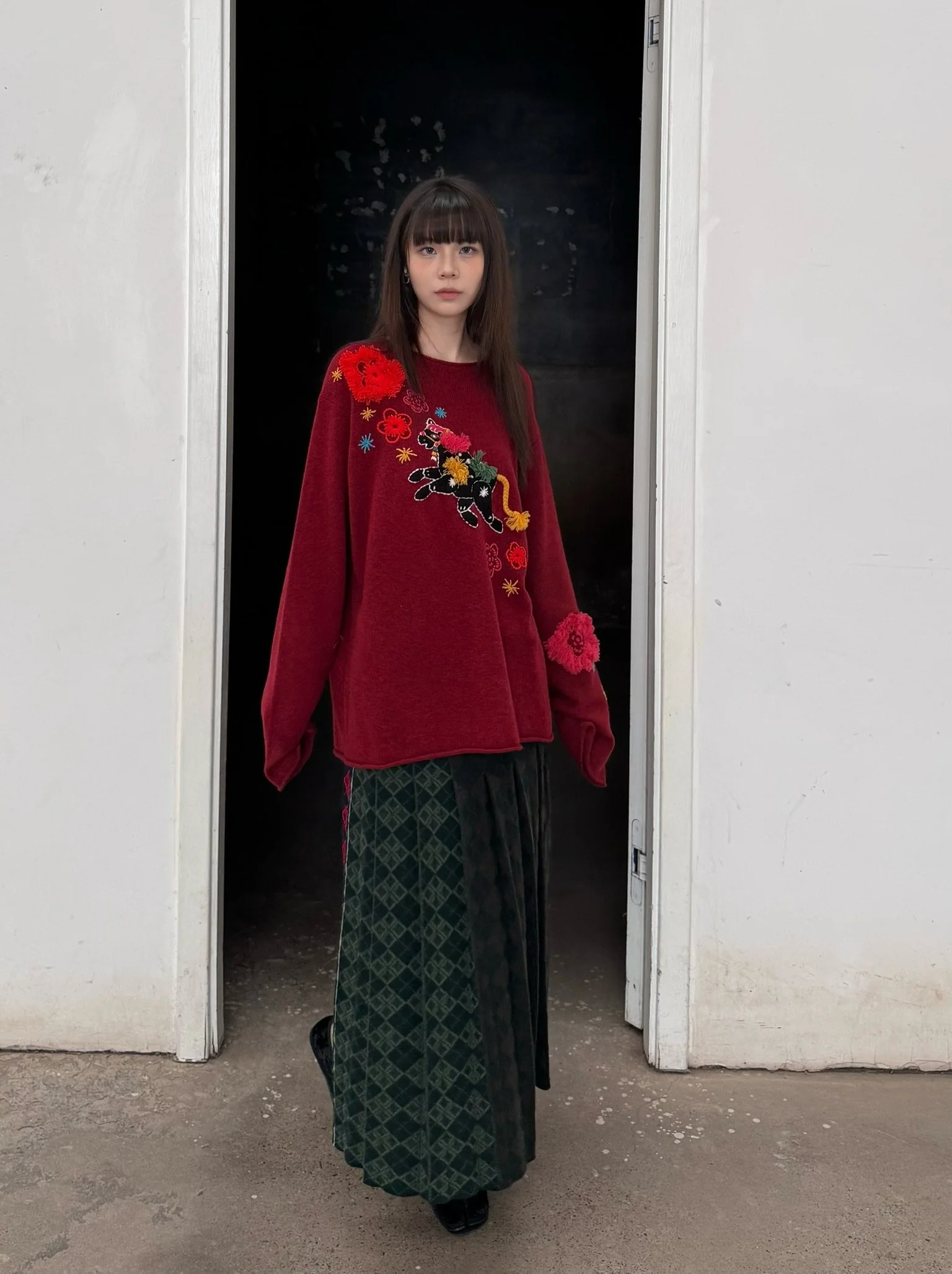 YANYAN KNITS COMMONPLACE Rolled Neck Pullover - Limited Edition for the Year of the Horse - YYK-YYW26-0961CP-HONG (Red) - Image 8