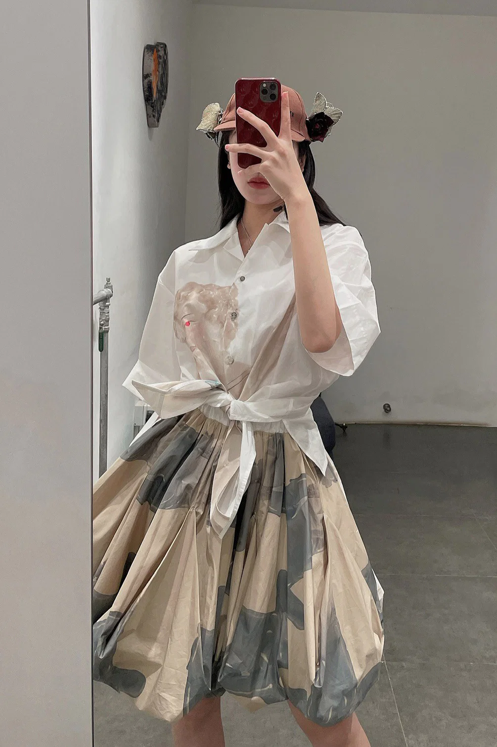 Louis Shengtao Chen Cupid Print Lantern Skirt 2251140 White PLSC7 - Image 12