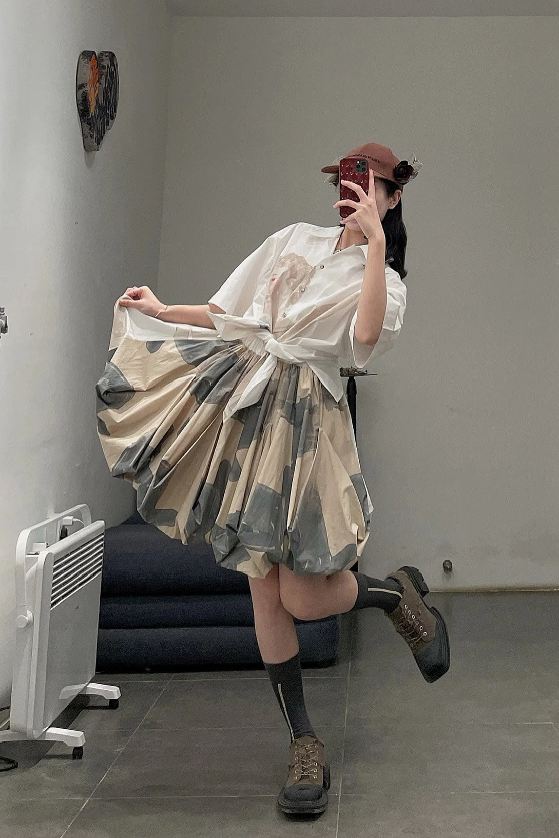 Louis Shengtao Chen Cupid Print Lantern Skirt 2251140 White PLSC7 - Image 14