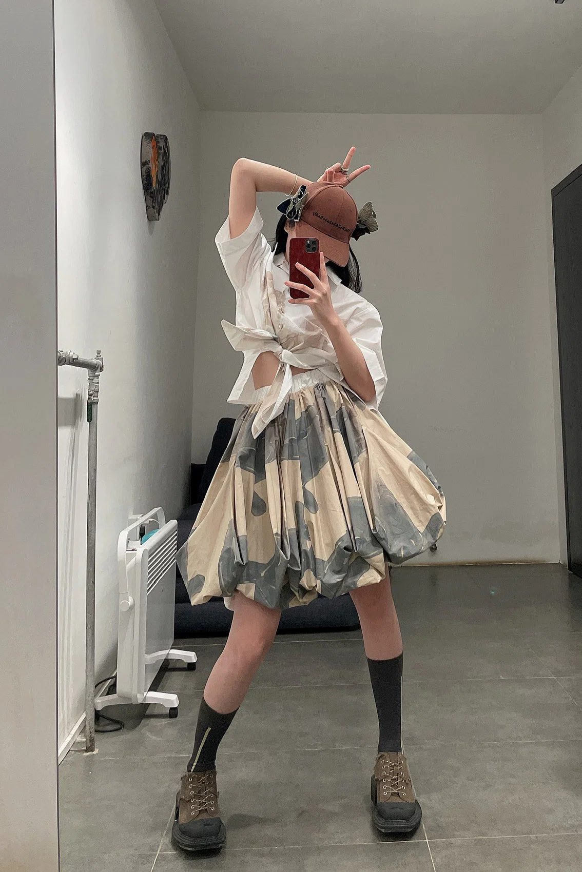 Louis Shengtao Chen Cupid Print Lantern Skirt 2251140 White PLSC7 - Image 15
