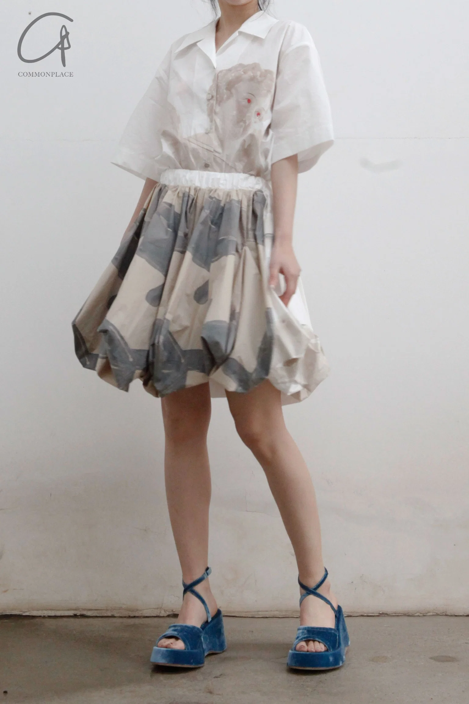 Louis Shengtao Chen Cupid Print Lantern Skirt 2251140 White PLSC7 - Image 3