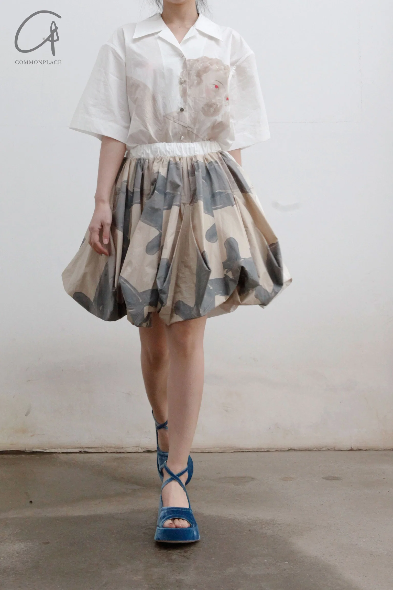 Louis Shengtao Chen Cupid Print Lantern Skirt 2251140 White PLSC7 - Image 4