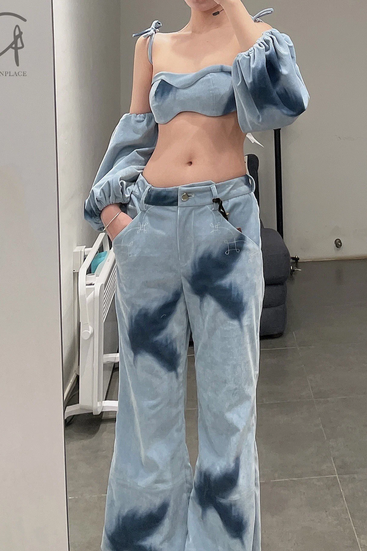 Louis Shengtao Chen Light Blue Feather Corduroy Bra 22SS 2251276 - Image 6