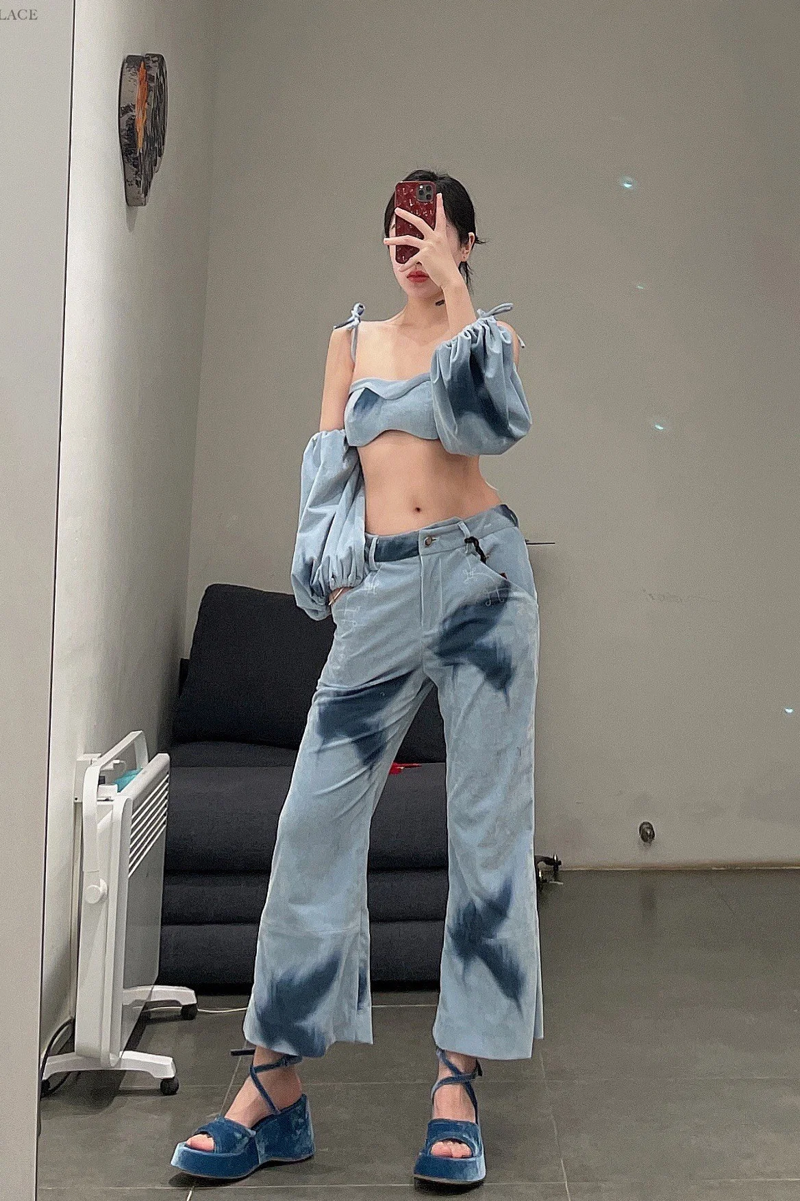 Louis Shengtao Chen Light Blue Feather Corduroy Bra 22SS 2251276 - Image 9
