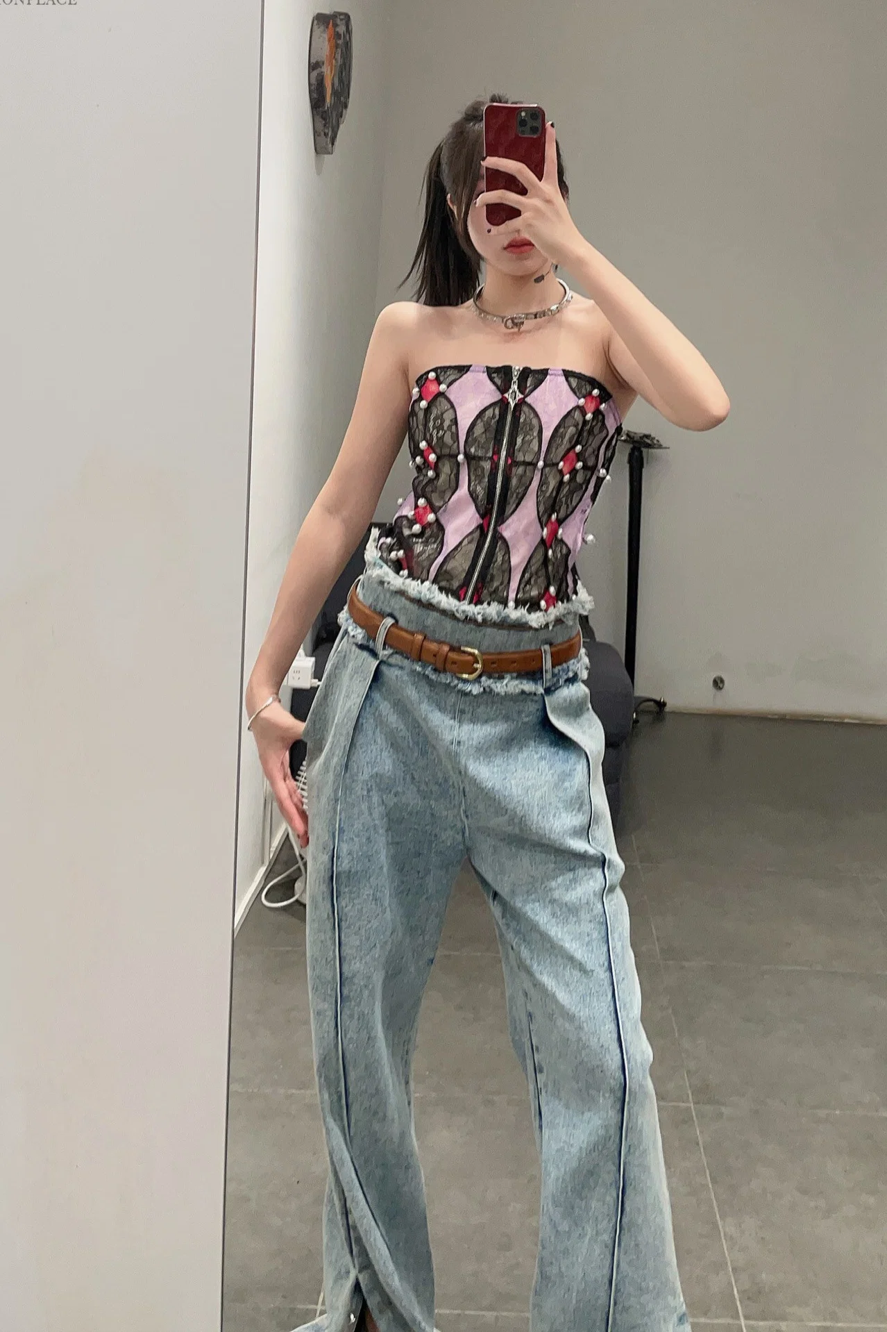 Louis Shengtao Chen MEDICI lace stitching pearl tube top 2252101 color matching - Image 7