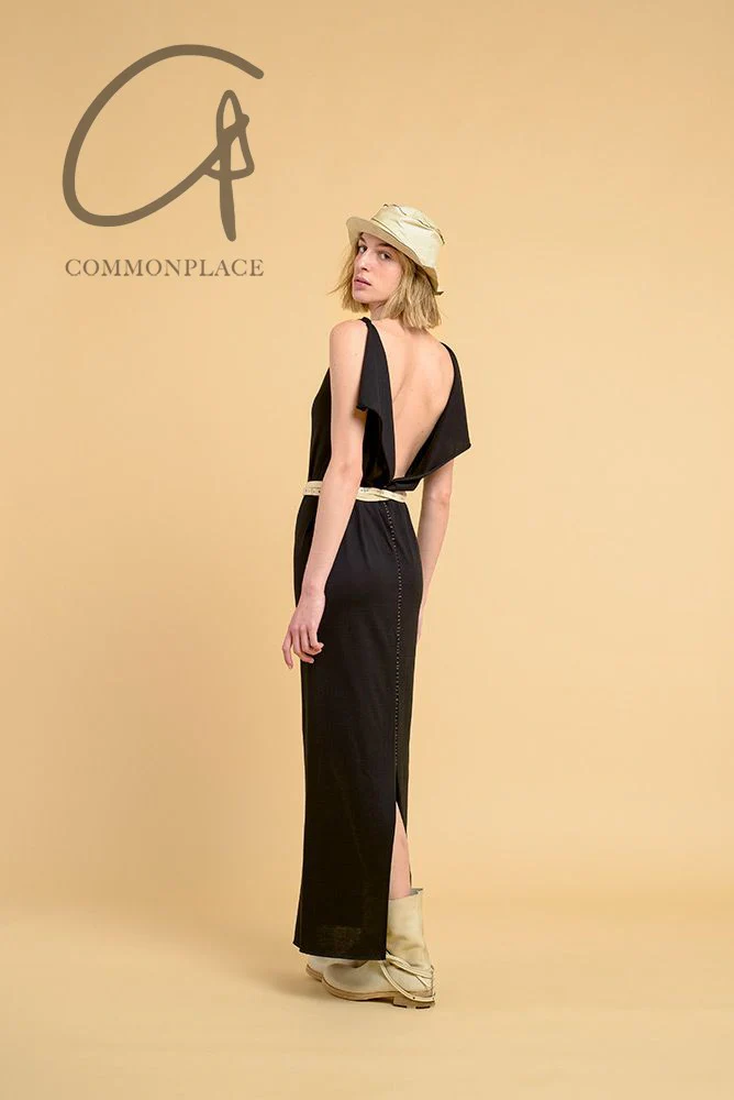 m.a+ Maurizio Amadei V-neck suspender maxi dress MA-D139LL/CM JCL10-HEI Black D139LL/CM JCL10 - Image 9
