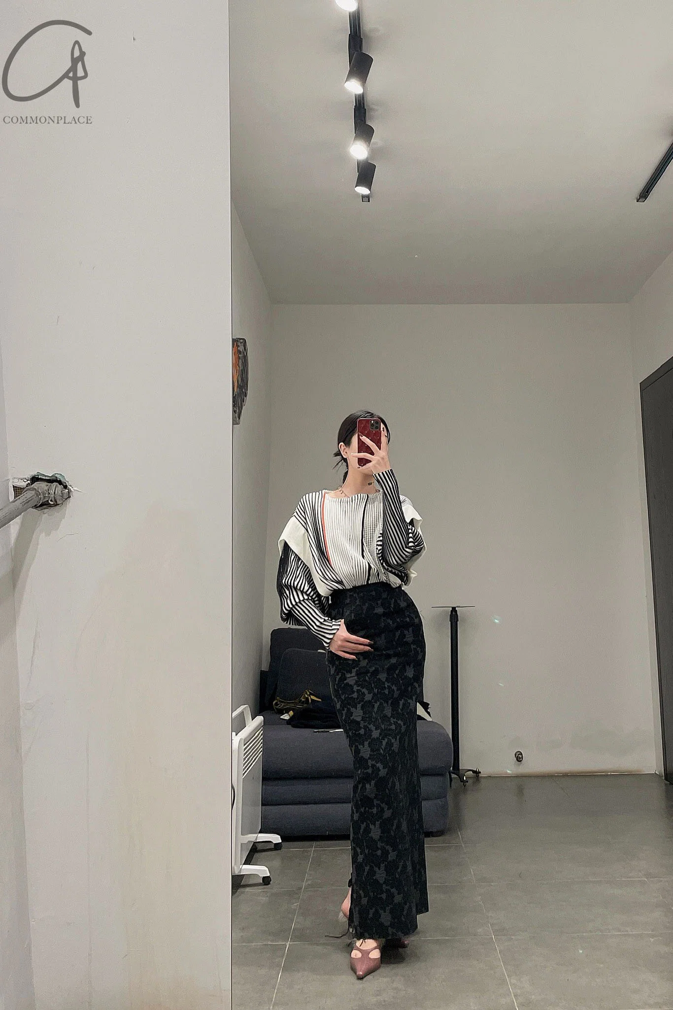 mame kurogouchi 3D striped knit V-neck pullover MM21FW KN011 - Image 11