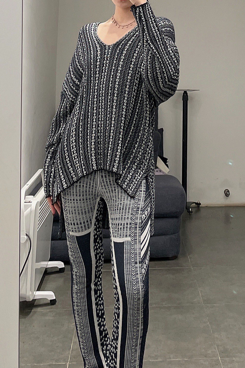 Mame kurogouchi osmanthus pattern jacquard knitted casual pants MM21FW KN046 - Image 2