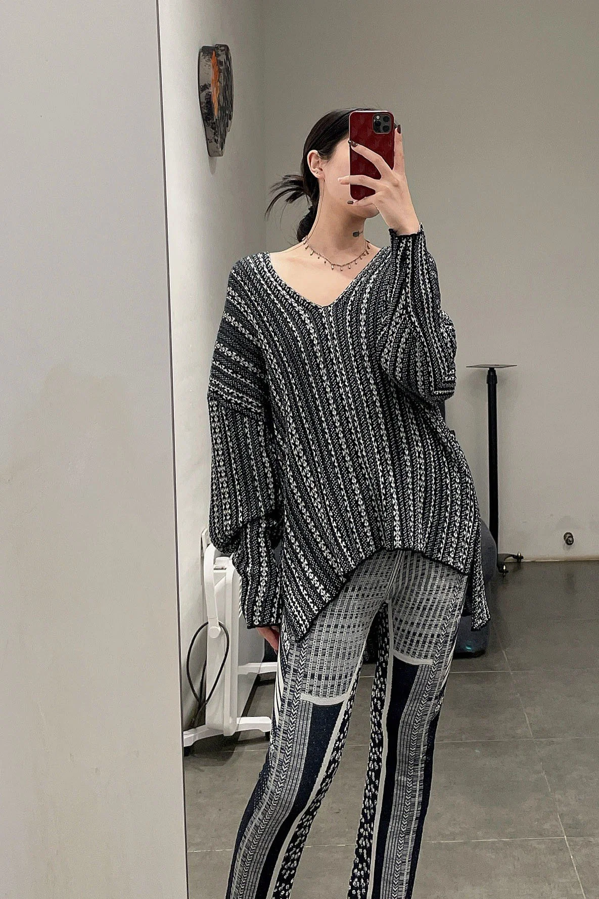 Mame kurogouchi osmanthus pattern jacquard knitted casual pants MM21FW KN046 - Image 3