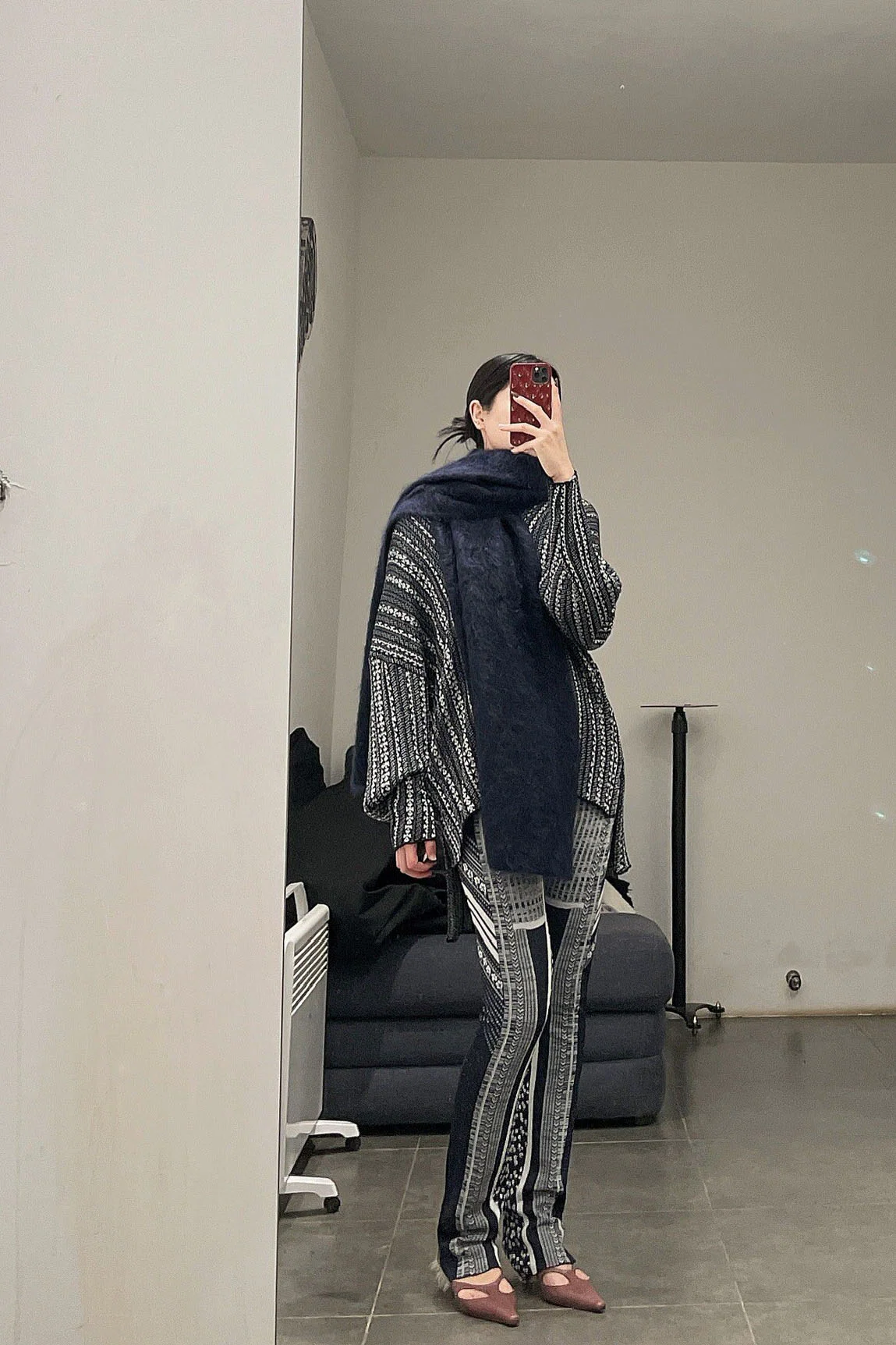 Mame kurogouchi osmanthus pattern jacquard knitted casual pants MM21FW KN046 - Image 5