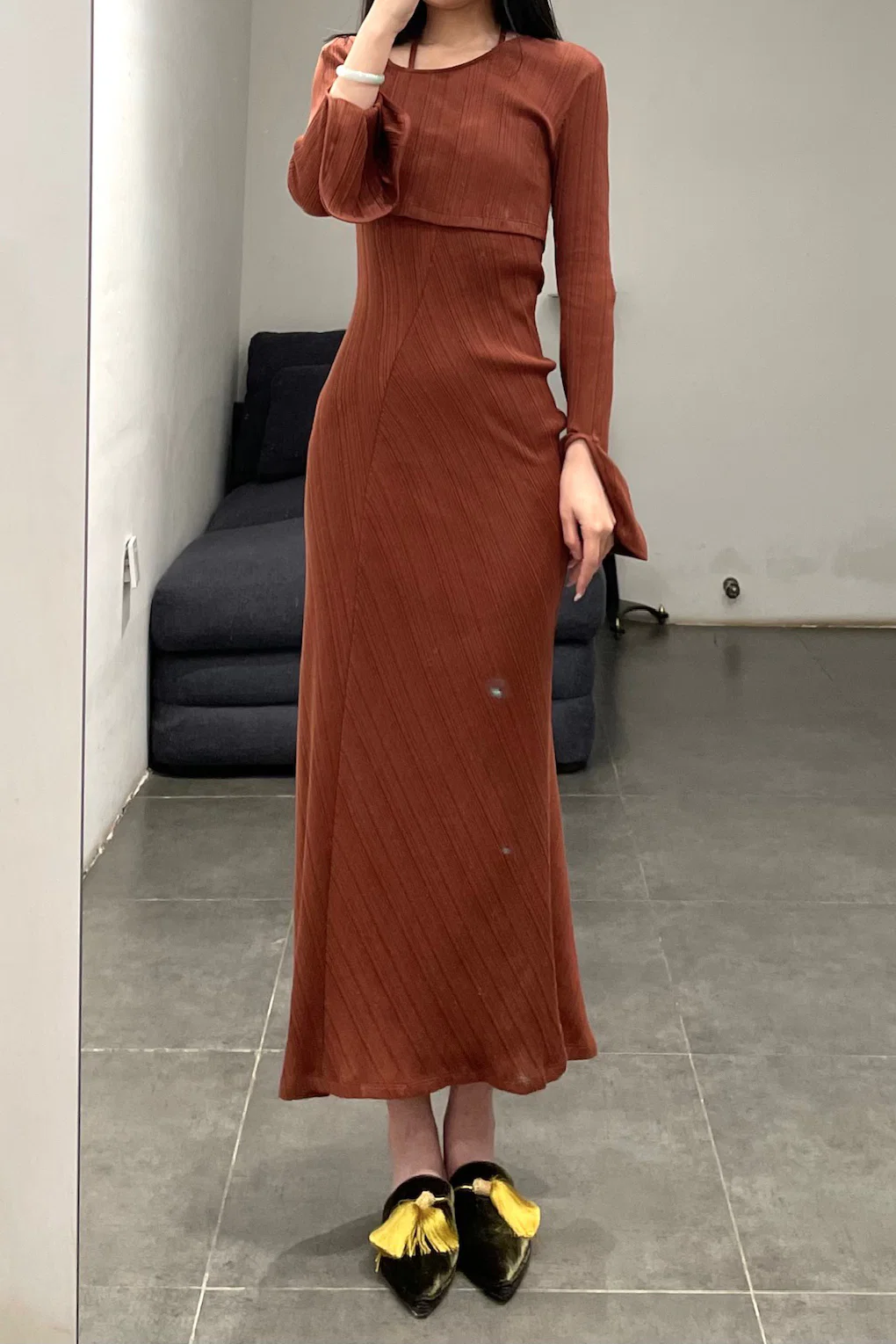 Mame kurogouchi rib knit dress (two-piece set) MM21PF-JS719 - Image 2