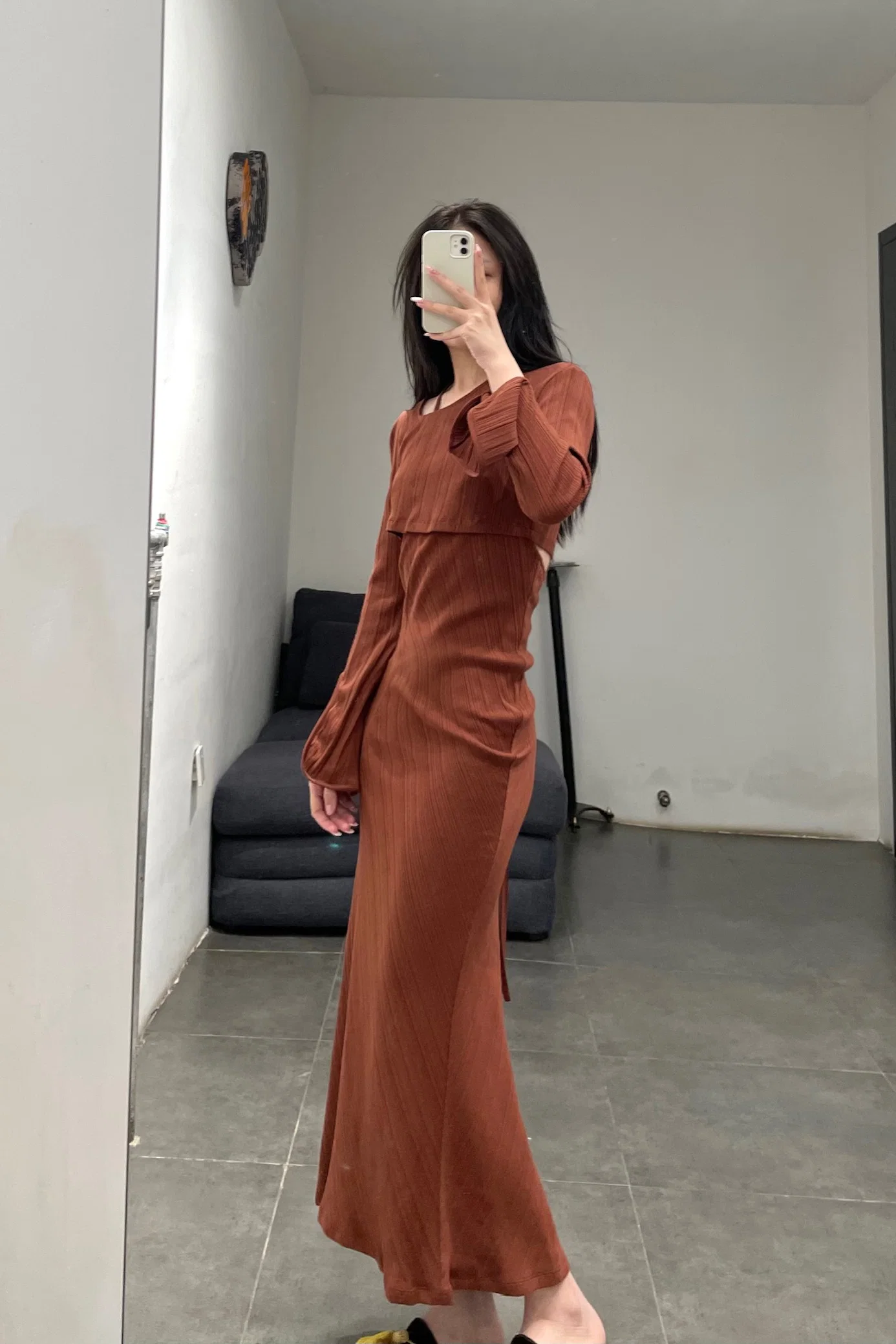 Mame kurogouchi rib knit dress (two-piece set) MM21PF-JS719 - Image 4