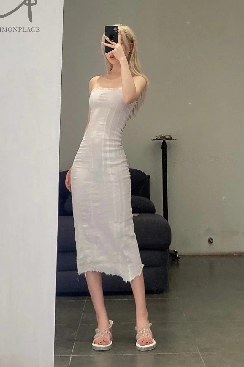 Marc le bihan belted tube top dress 21938-E21 GLACIER - Image 15