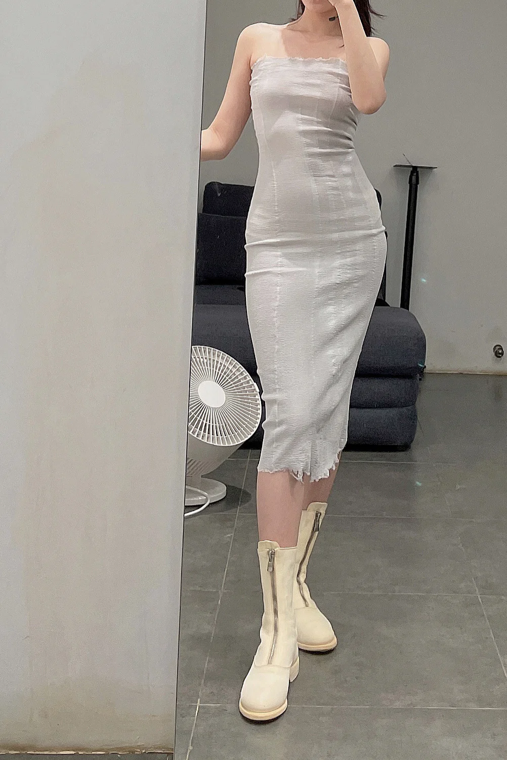 Marc le bihan belted tube top dress 21938-E21 GLACIER - Image 16