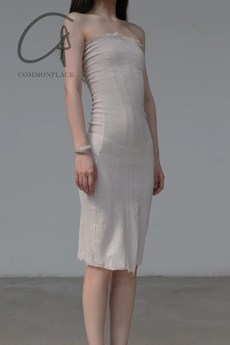 Marc le bihan belted tube top dress 21938-E21 GLACIER - Image 2