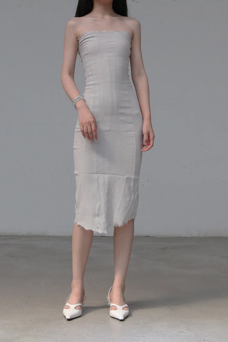 Marc le bihan belted tube top dress 21938-E21 GLACIER - Image 3