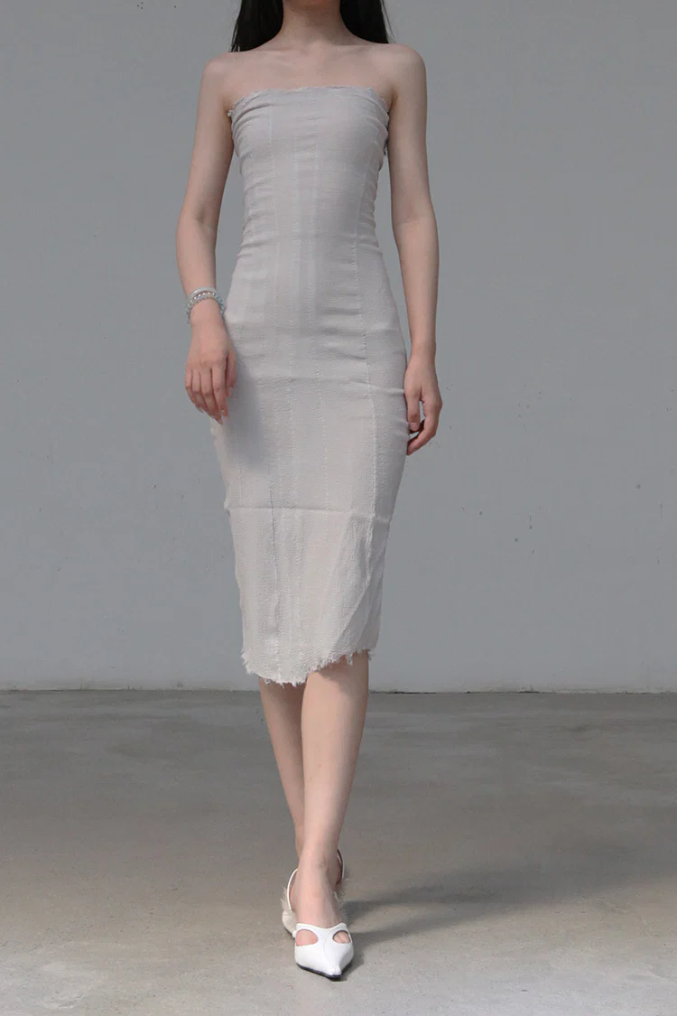 Marc le bihan belted tube top dress 21938-E21 GLACIER - Image 5