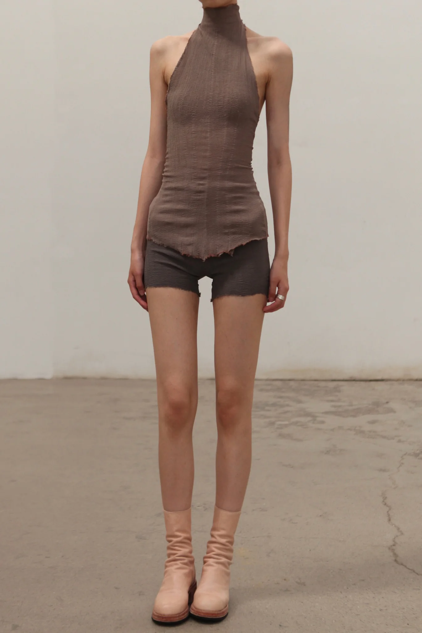 Marc Le Bihan Bodycon Stretch Corset Vest 26959 Collection Handmade in France MLB-26959-mink - Image 2