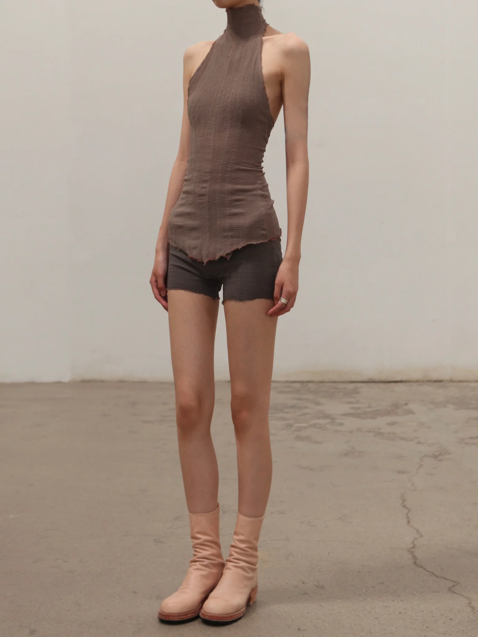 Marc Le Bihan Bodycon Stretch Corset Vest 26959 Collection Handmade in France MLB-26959-mink - Image 3