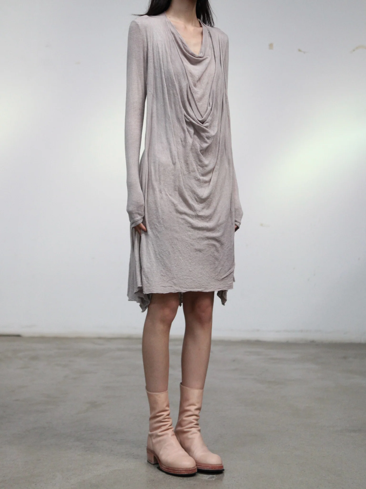 Marc Le Bihan Fall/Winter 2025 Collection, Long-Sleeved Dresses 2833 and 2832, France. MLB-2833-25AW-BEIGE - Image 3