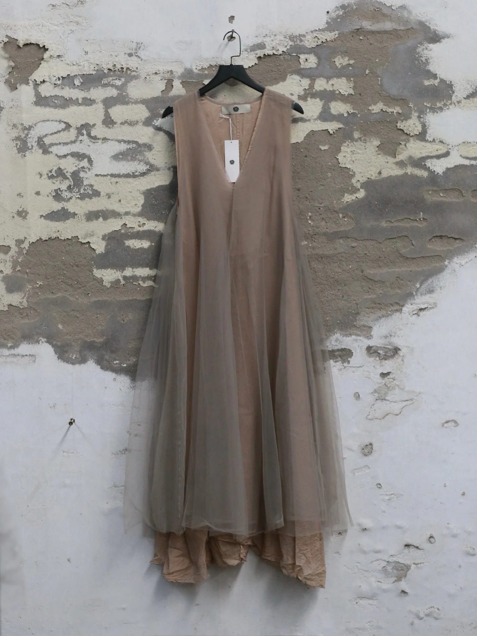 Marc Le Bihan Fall/Winter 2025 Tulle Overlay Dress 2124 (France) MLB-2124-TAUPE - Image 6