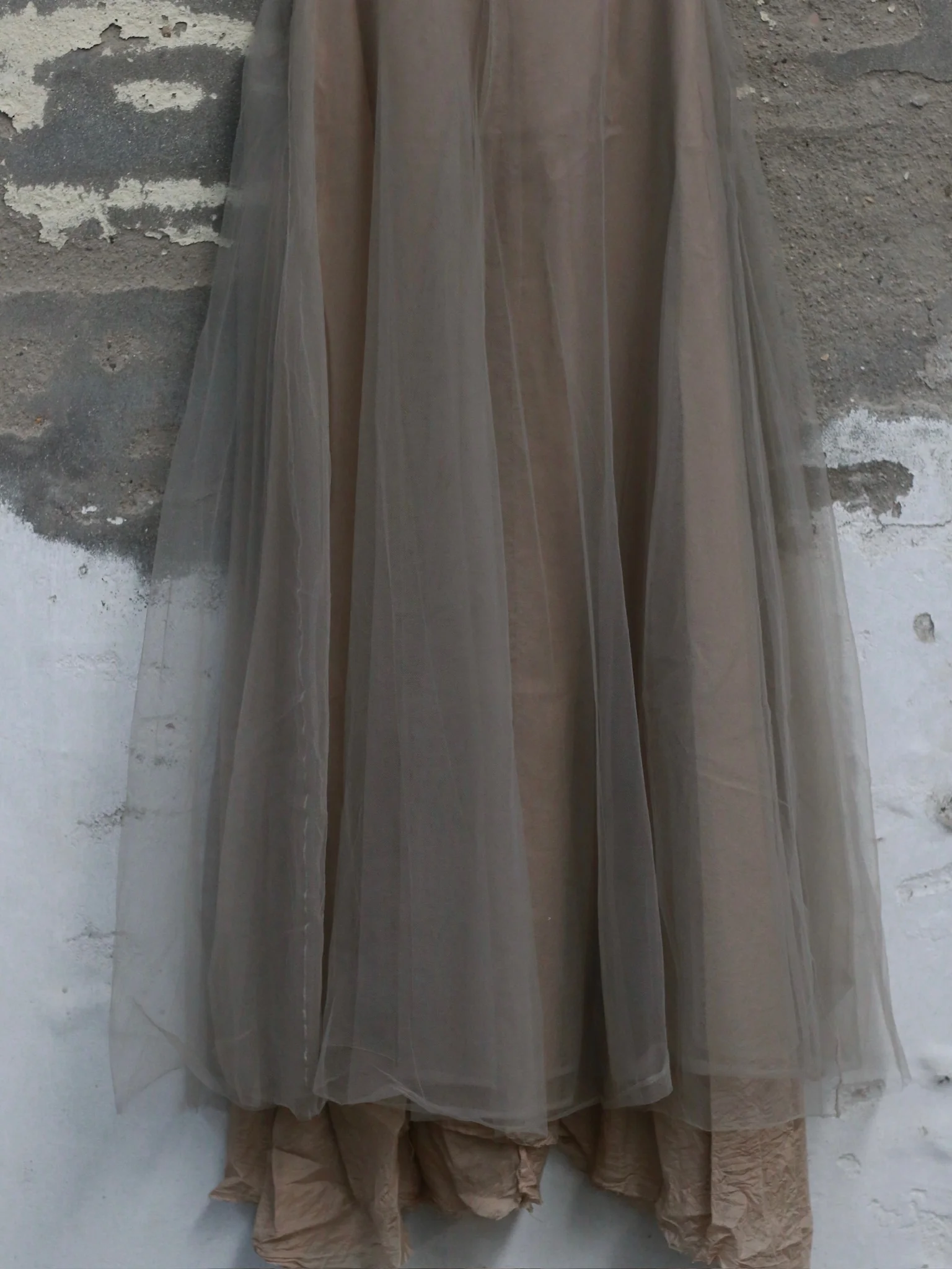 Marc Le Bihan Fall/Winter 2025 Tulle Overlay Dress 2124 (France) MLB-2124-TAUPE - Image 8