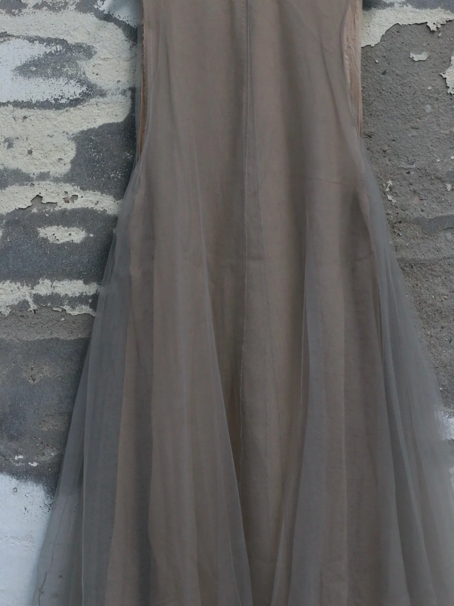 Marc Le Bihan Fall/Winter 2025 Tulle Overlay Dress 2124 (France) MLB-2124-TAUPE - Image 9