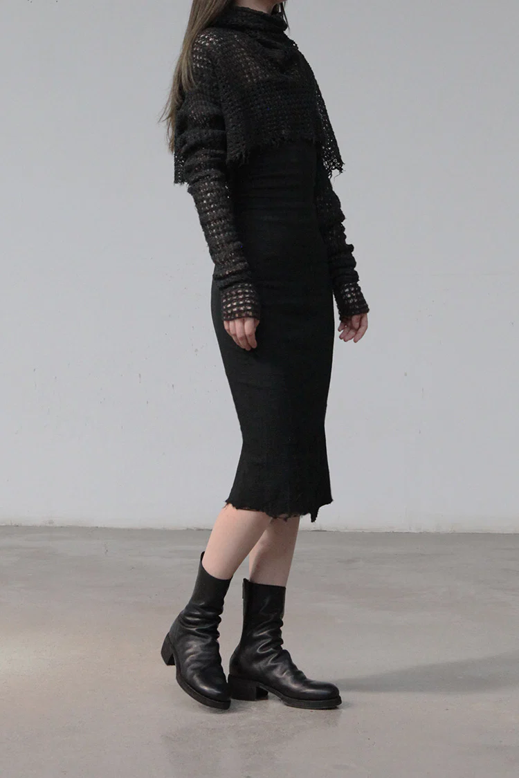 marc le bihan linen crop top 2860-E21 BLACK black - Image 3