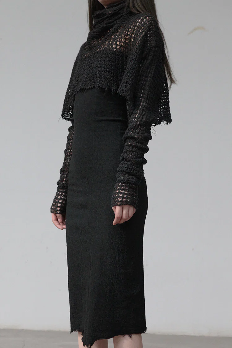 marc le bihan linen crop top 2860-E21 BLACK black - Image 4