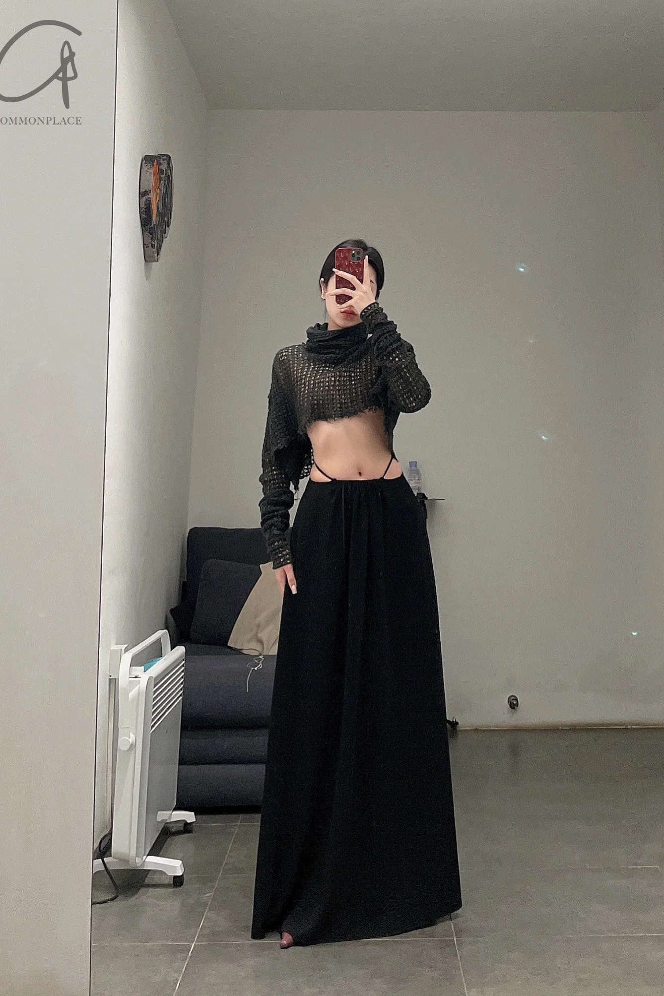marc le bihan linen crop top 2860-E21 BLACK black - Image 5