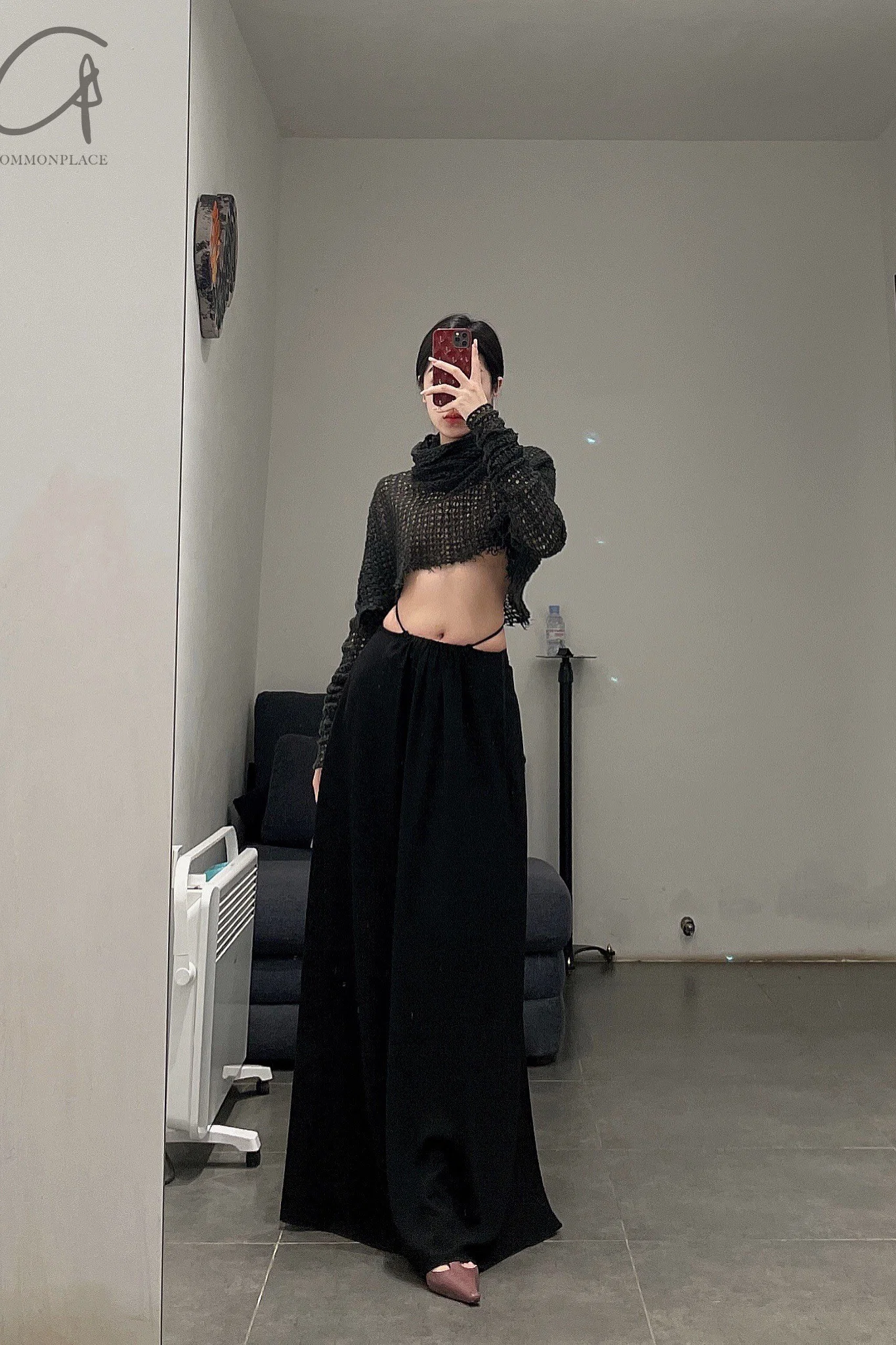 marc le bihan linen crop top 2860-E21 BLACK black - Image 6