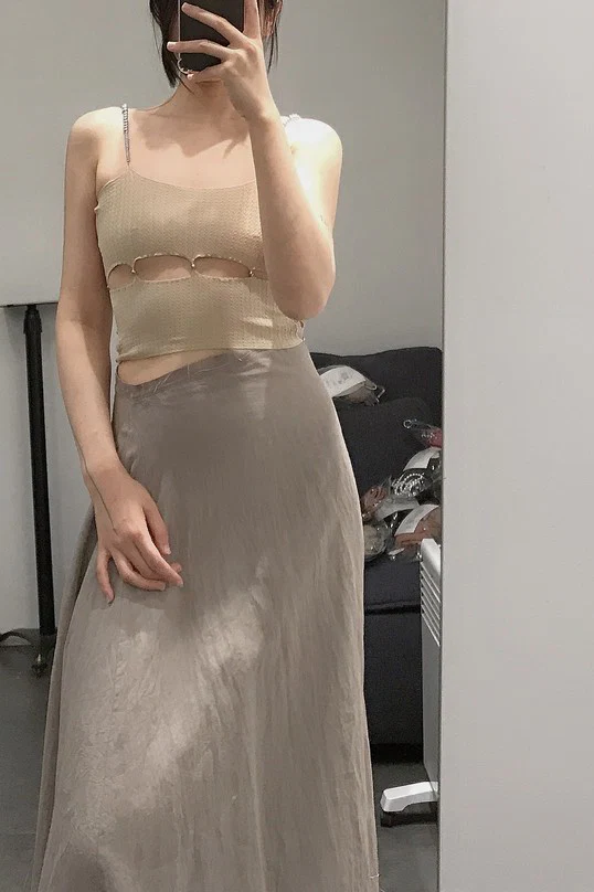 marc le bihan linen skirt 2510 taupe - Image 11