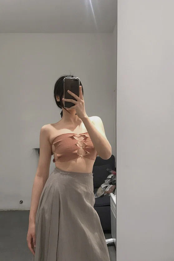 marc le bihan linen skirt 2510 taupe - Image 12