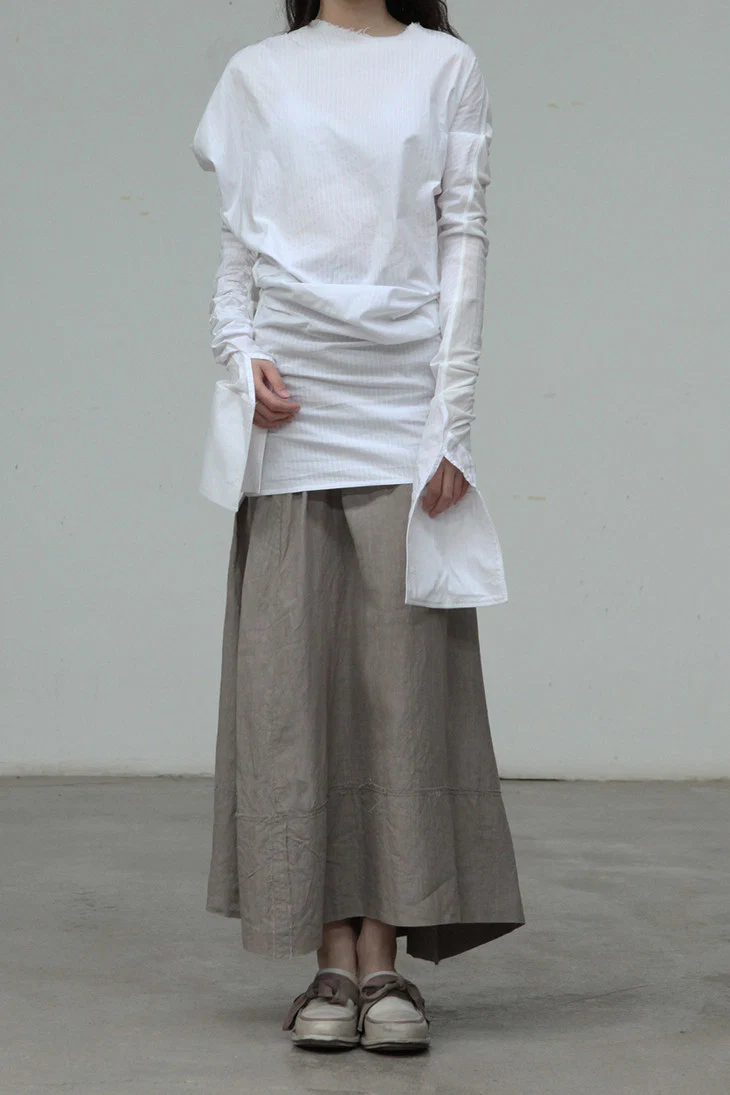 marc le bihan linen skirt 2510 taupe - Image 2