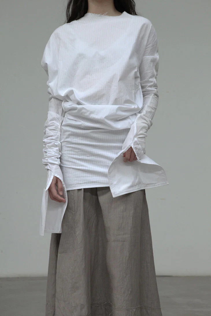 marc le bihan linen skirt 2510 taupe - Image 4