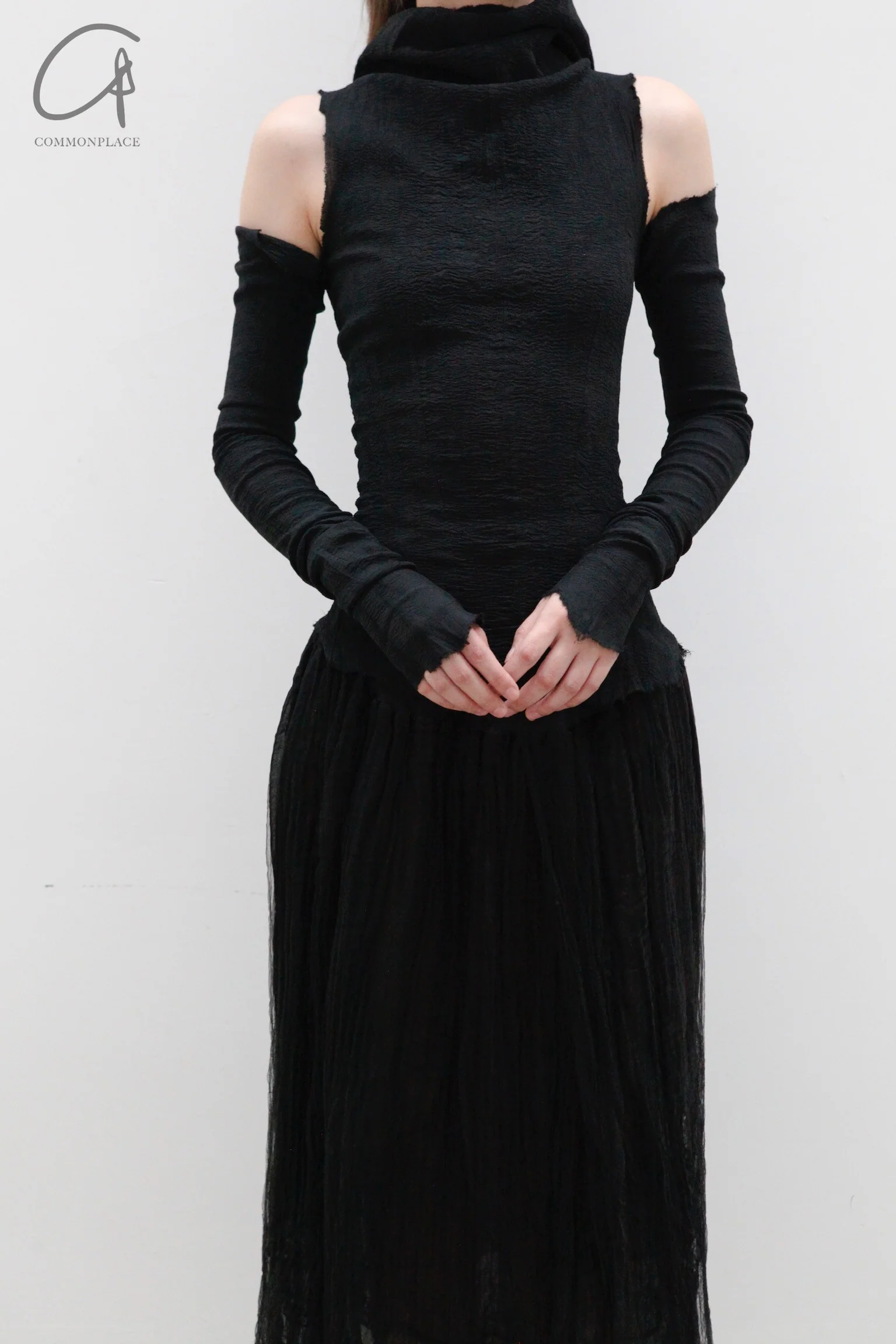 marc le bihan off shoulder turtleneck top 26952 E23 black - Image 2
