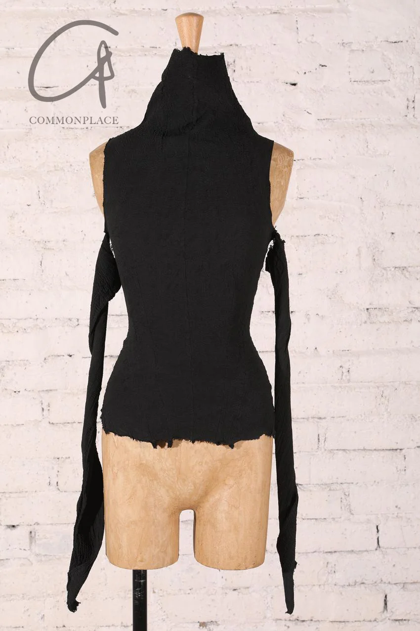 marc le bihan off shoulder turtleneck top 26952 E23 black - Image 7