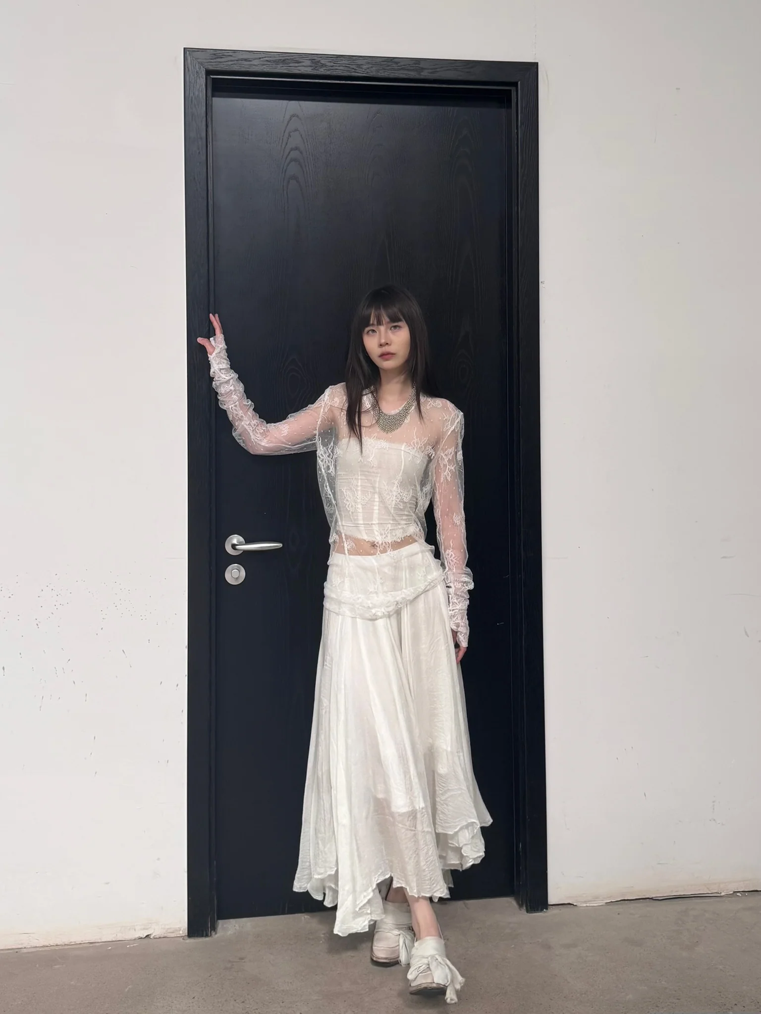 Marc Le Bihan PONGE halterneck skirt 2507 France Handmade MLB-2507-CRAIE Chalk white - Image 6