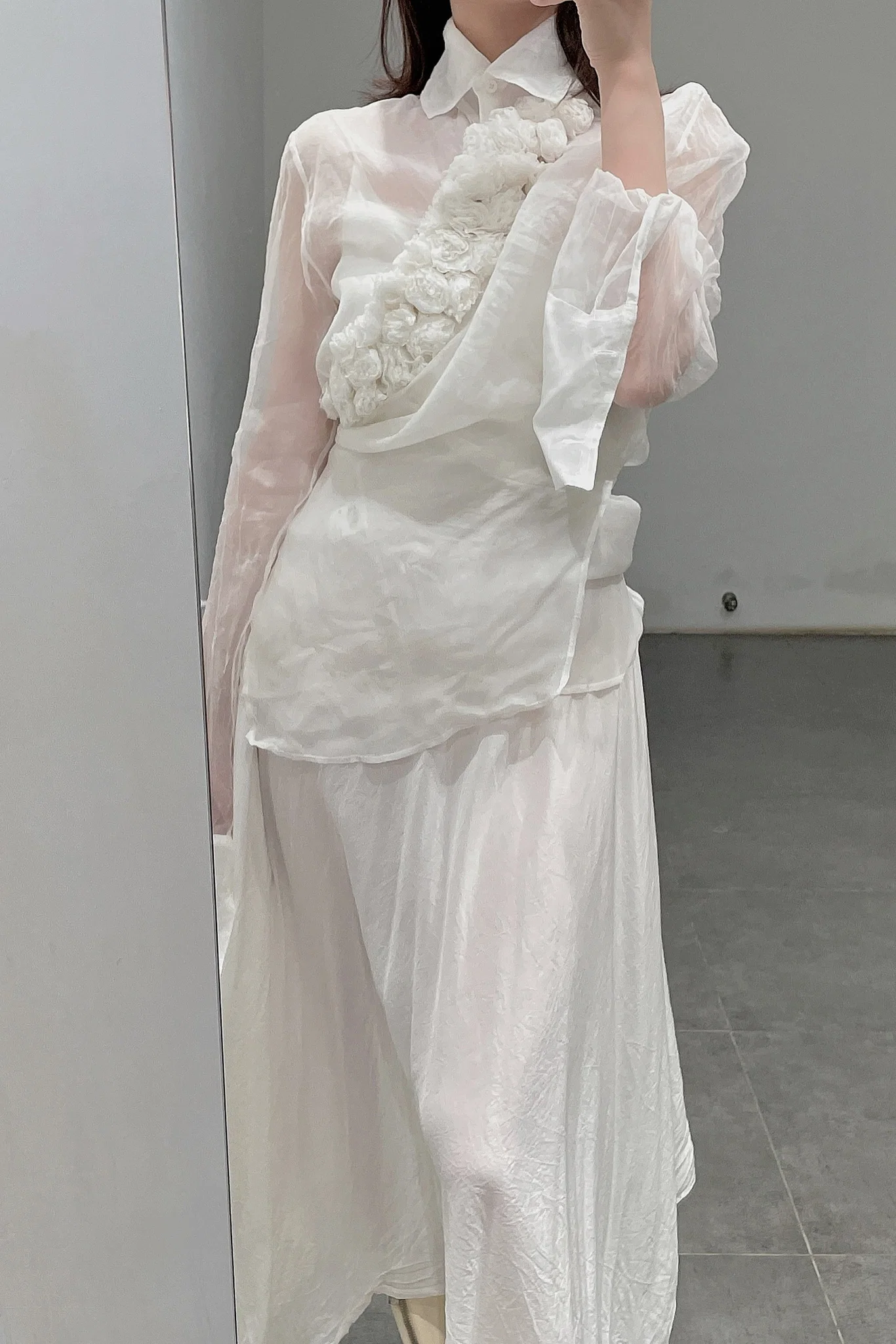 marc le bihan silk floral shirt 26402-E21 OFF WHITE off-white - Image 18