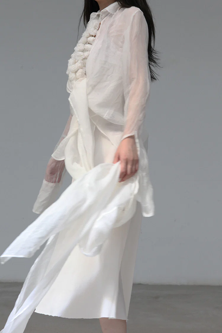 marc le bihan silk floral shirt 26402-E21 OFF WHITE off-white - Image 3