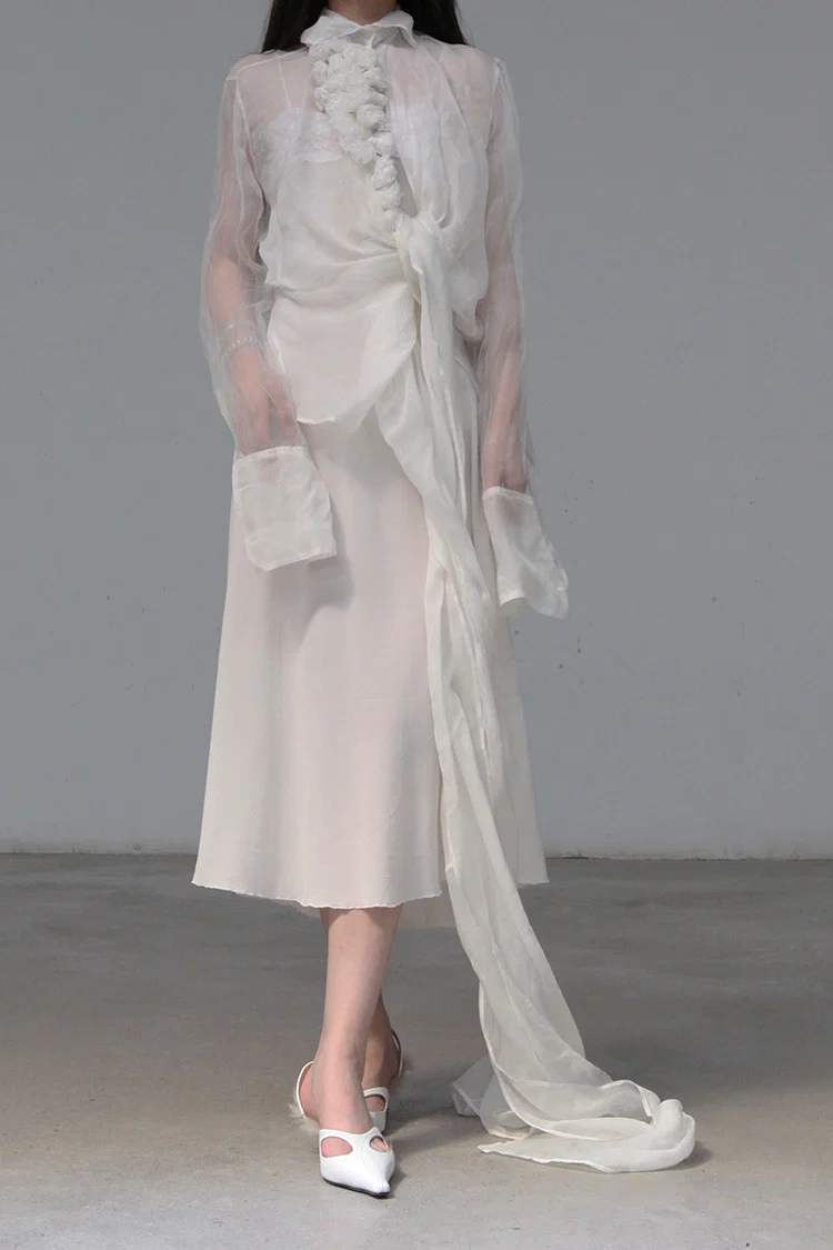 marc le bihan silk floral shirt 26402-E21 OFF WHITE off-white - Image 5