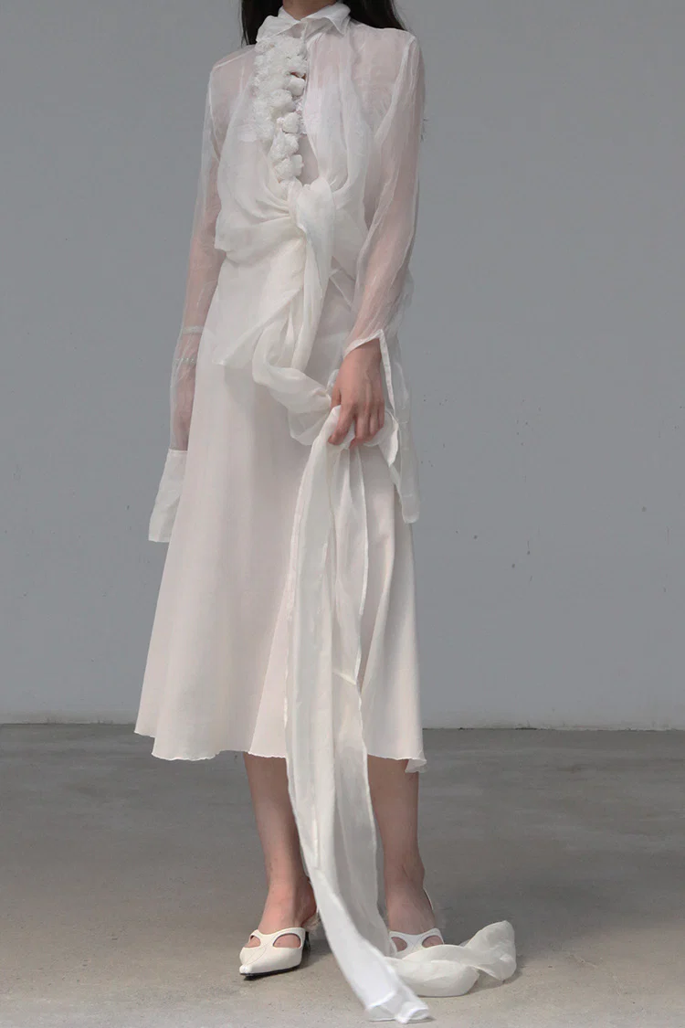 marc le bihan silk floral shirt 26402-E21 OFF WHITE off-white - Image 7