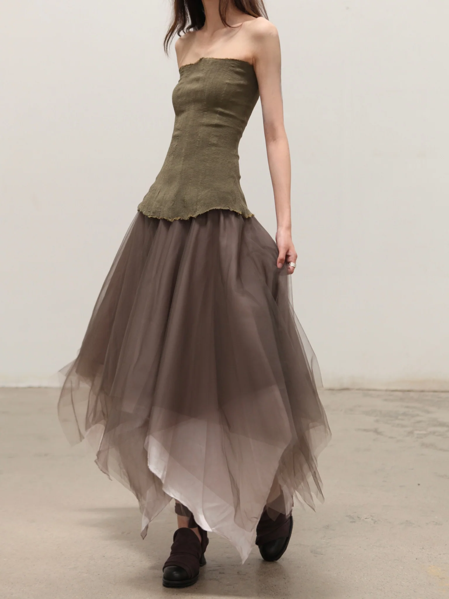 Marc Le Bihan Silk Tulle Skirt 2591 Series Six-layer Tulle French Handmade MLB-2591-BRONZE TAUPE - Image 2