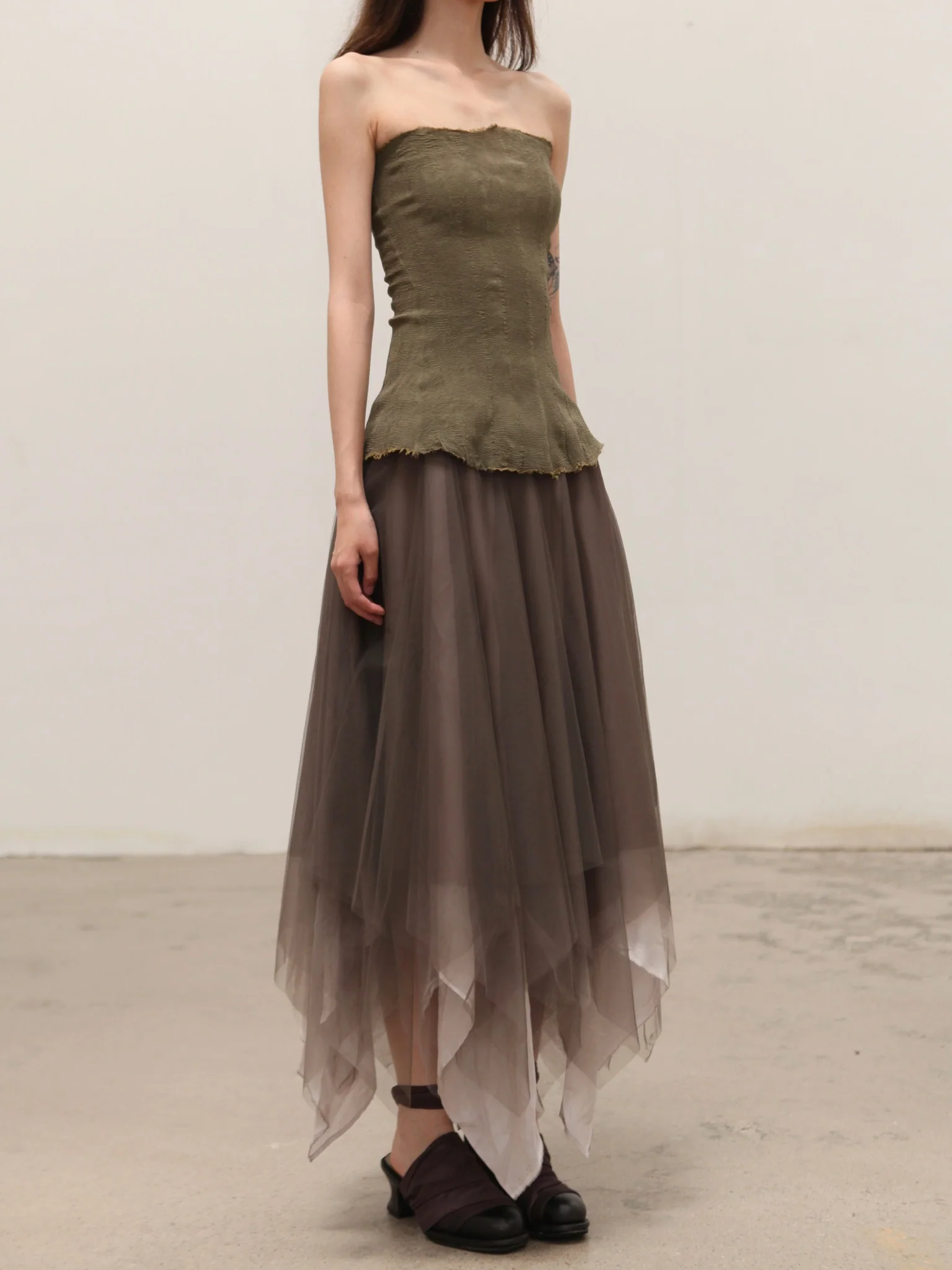 Marc Le Bihan Silk Tulle Skirt 2591 Series Six-layer Tulle French Handmade MLB-2591-BRONZE TAUPE - Image 3