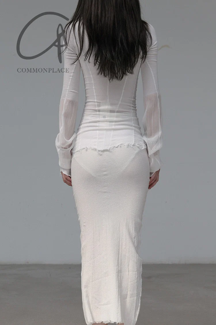 Marc Le Bihan Stretch Pleated Stretch Bandeau Dress or Skirt Collection MLB-25901-BAI White Short Skirt 25900 25901 - Image 11